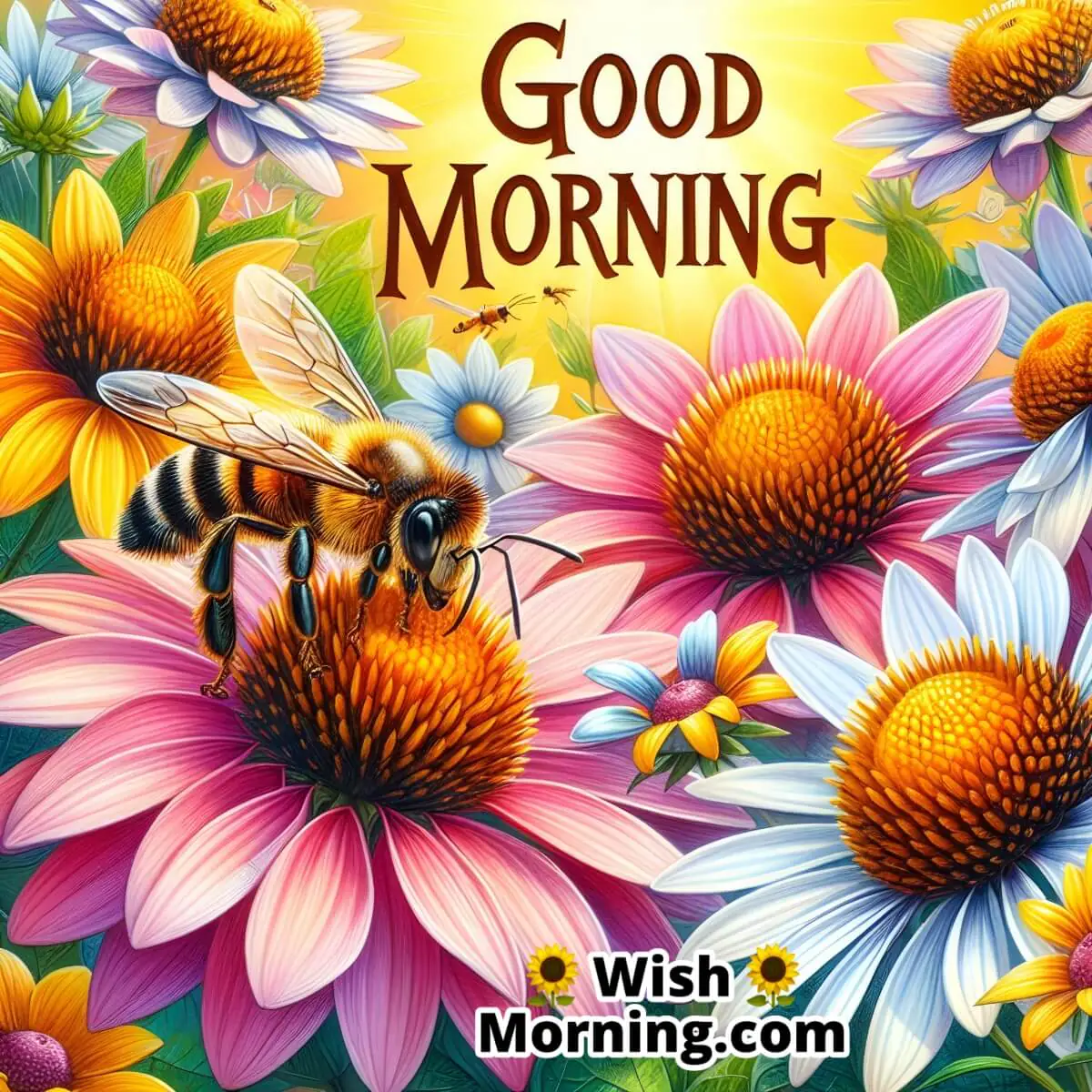 Good Morning Honey Bee On Black Eyed Susan