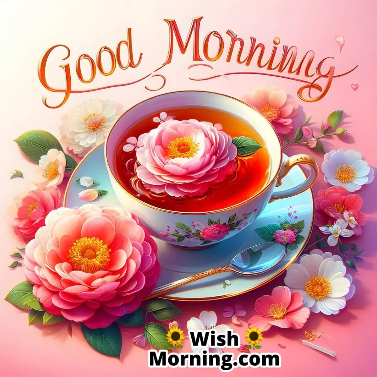 Good Morning Tea With Floral Decor