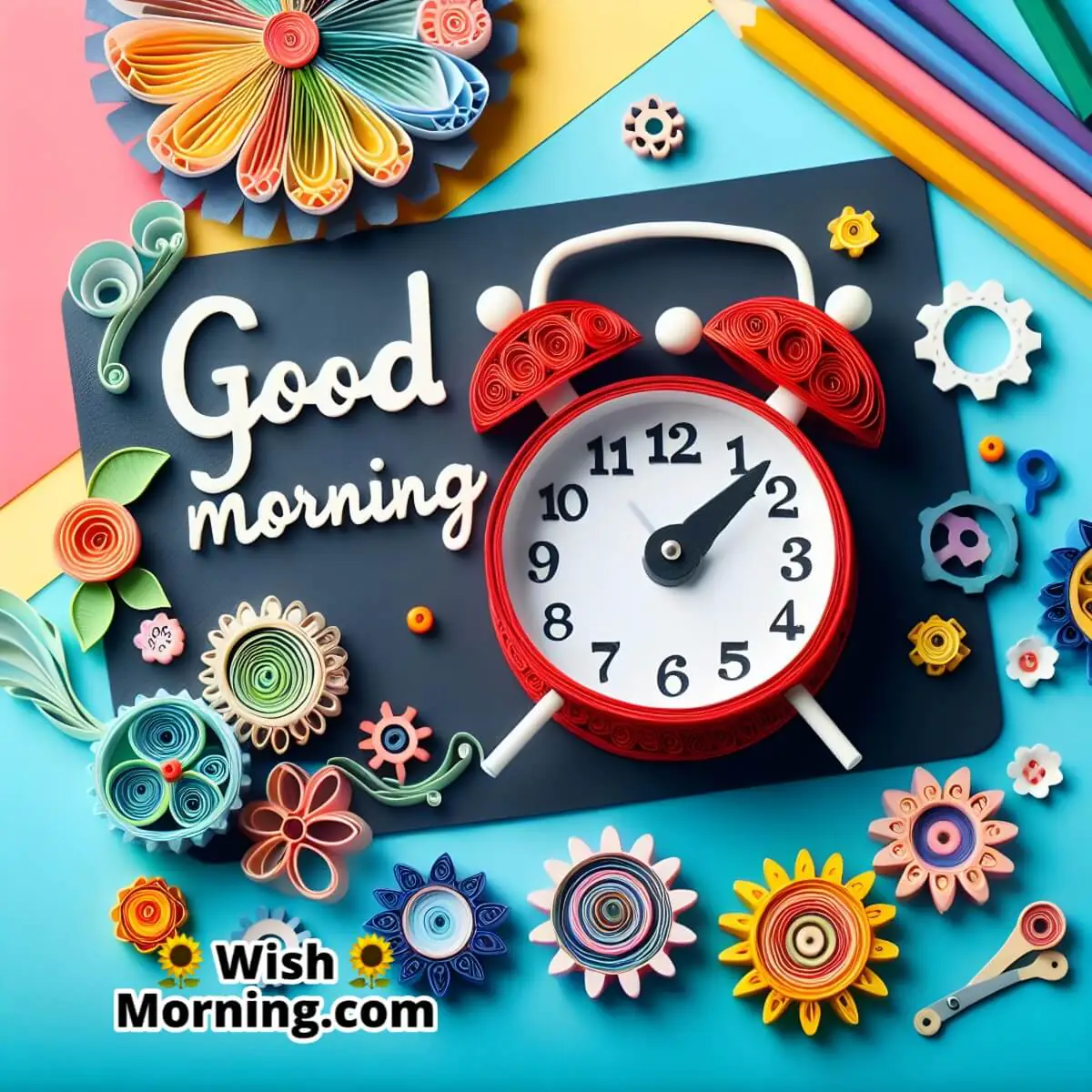 Quilling Art Good Morning Clock