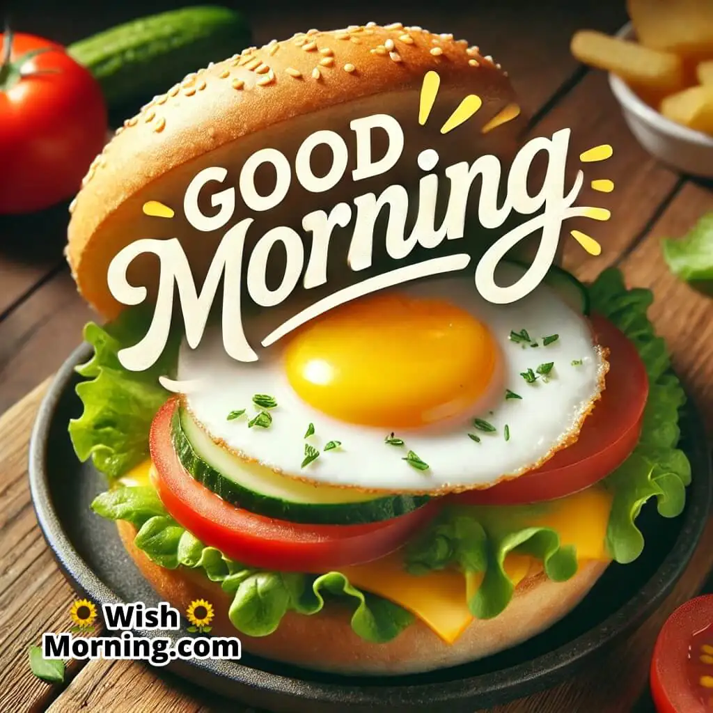 Good Morning Breakfast Burger Side Up Egg