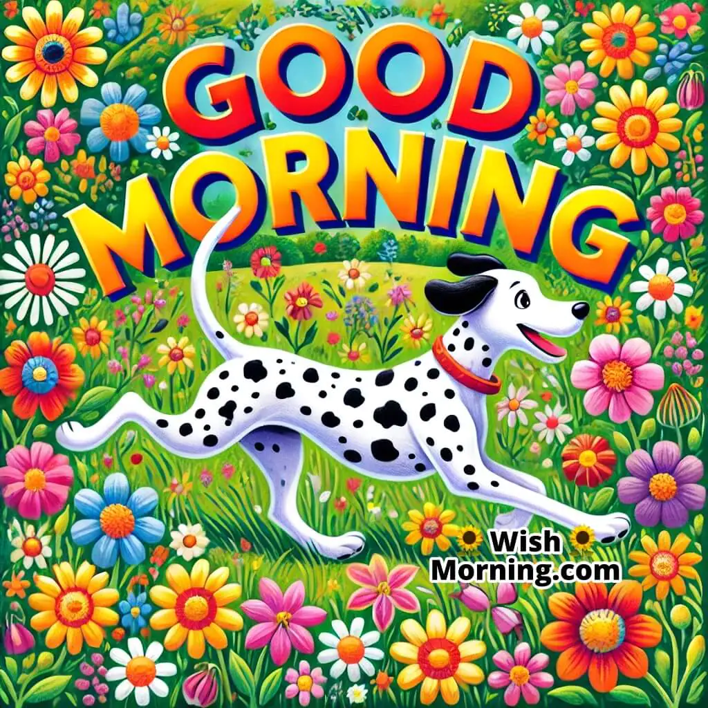 Good Morning Dalmatian In Flowers