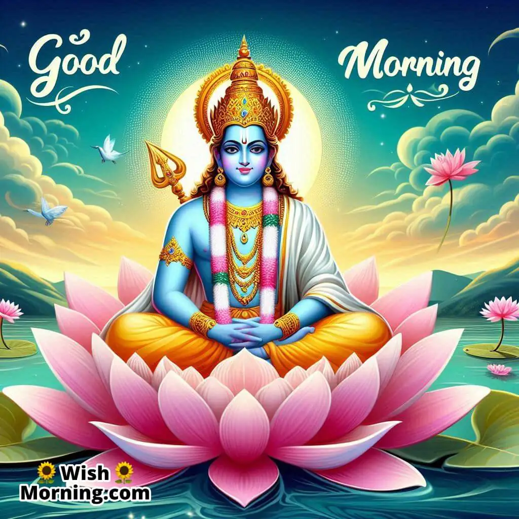 Good Morning God Vishnu In Lotus