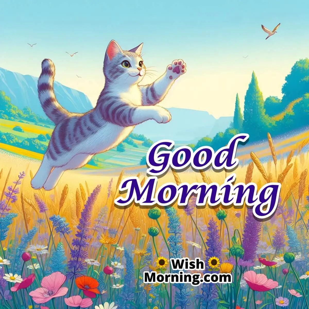 Good Morning Leaping Cat