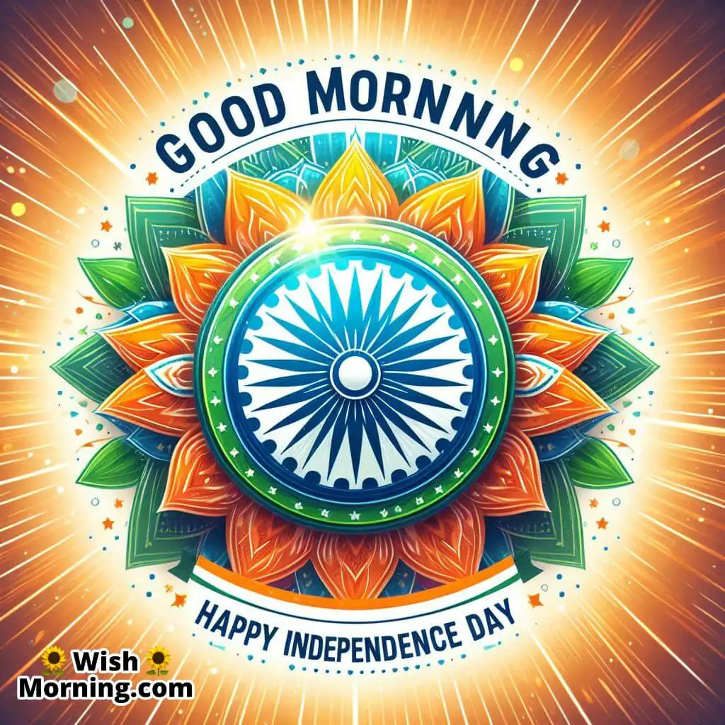 Good Morning Independence Day With Ashoka Chakra