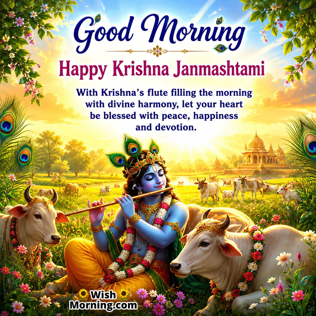Good Morning Krishna Janmashtami Divine Blessings