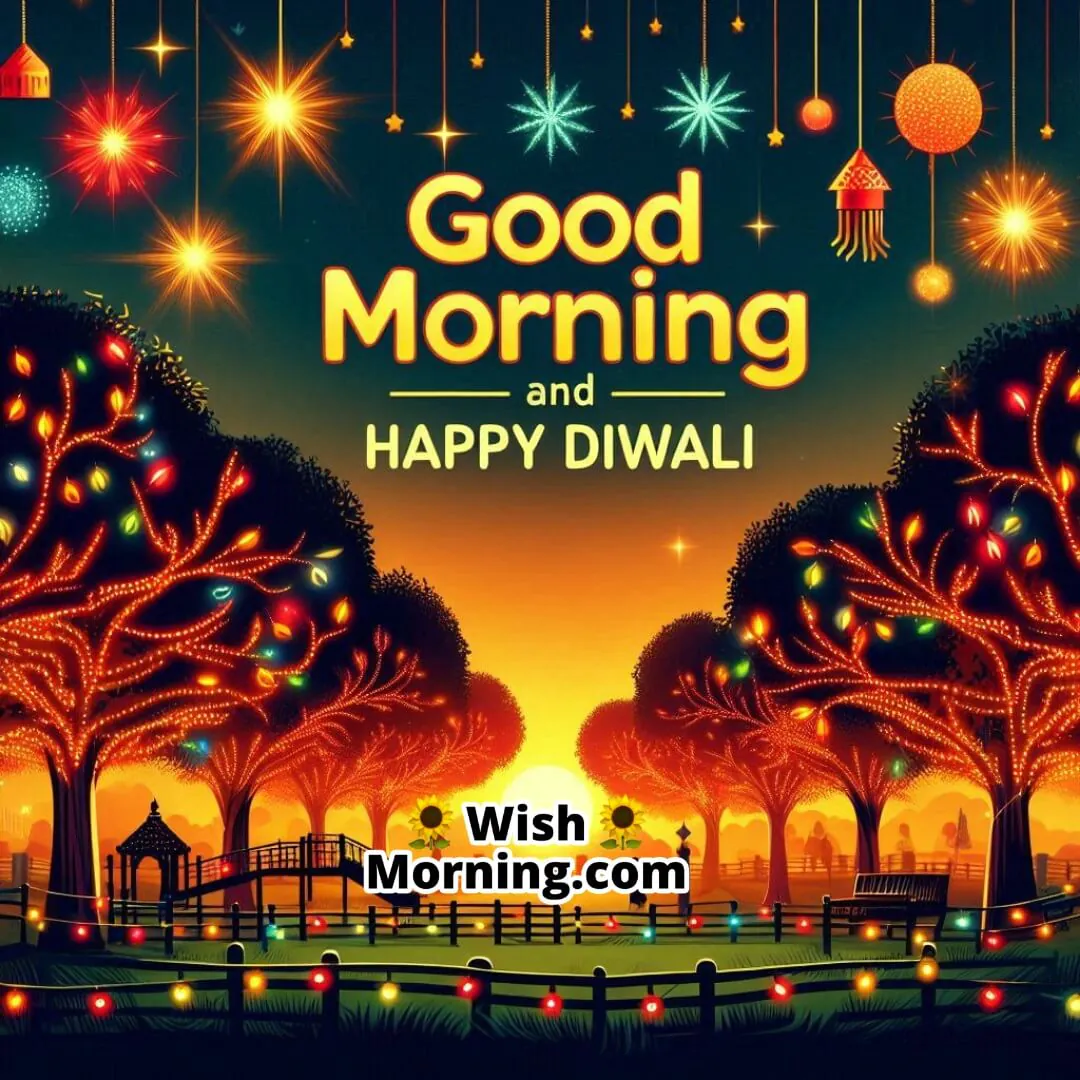 Good Morning Happy Diwali Firecracker Lights