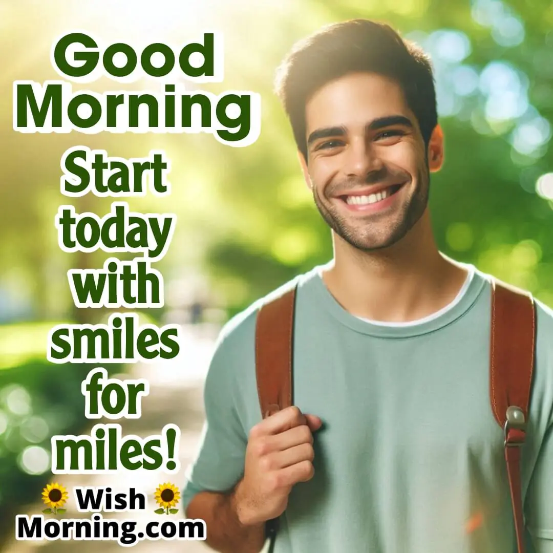Close up of a Person smiling as they walk along a park path, sunshine filling the scene with text.