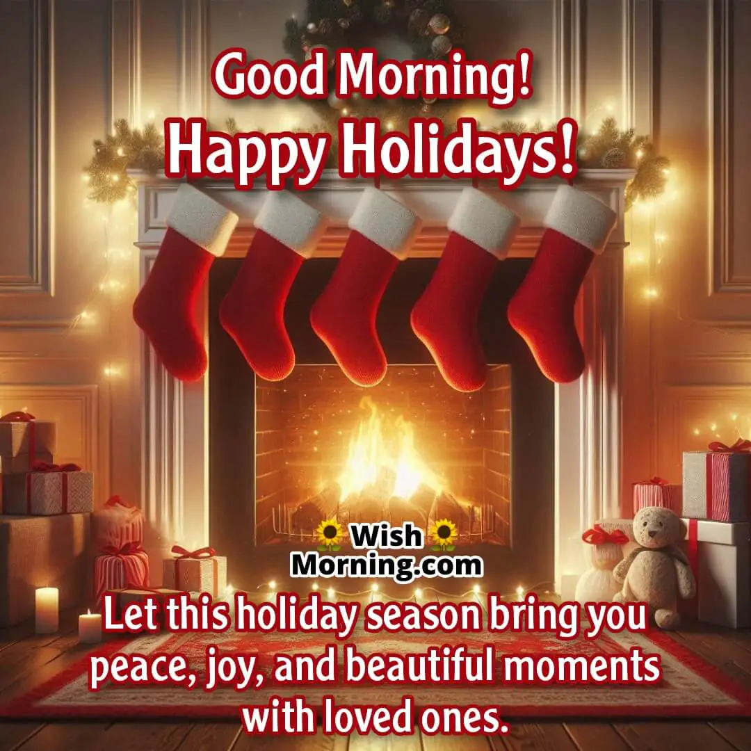 Cozy holiday fireplace scene with room for text.