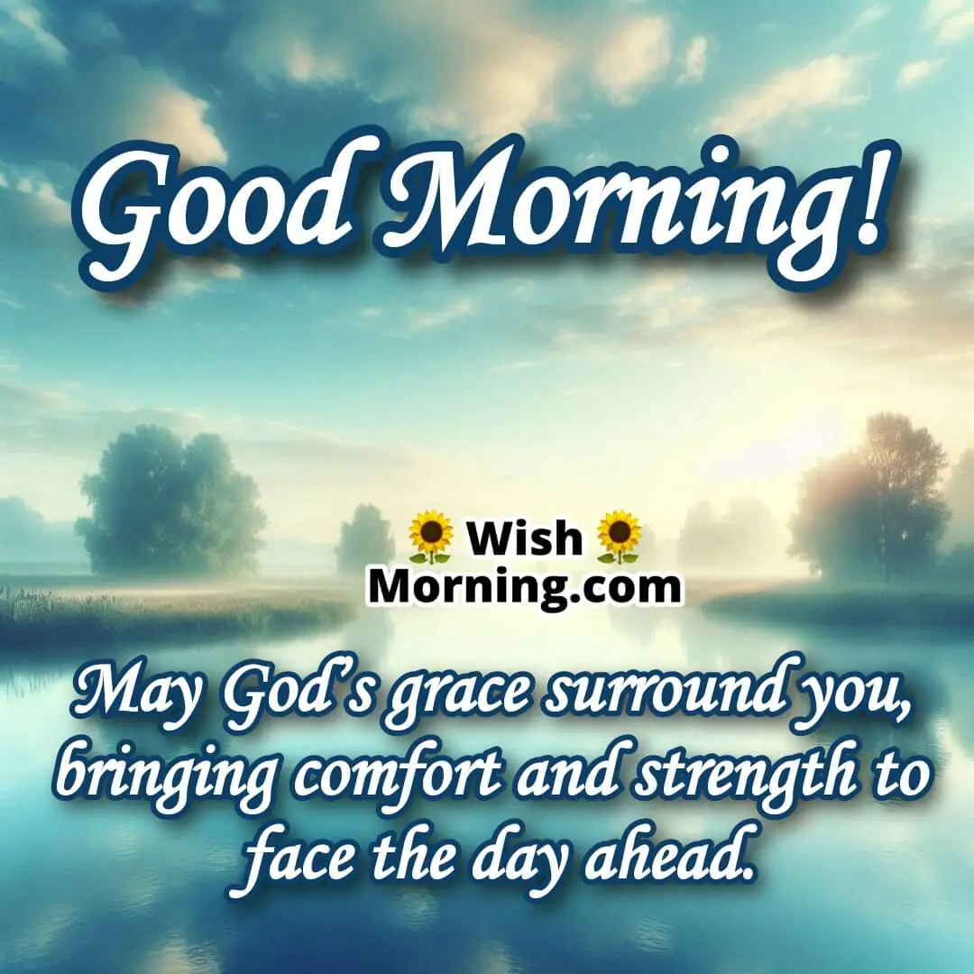 Calming river with soft reflections under a bright morning sky, serene blues and greens, with open space for text.