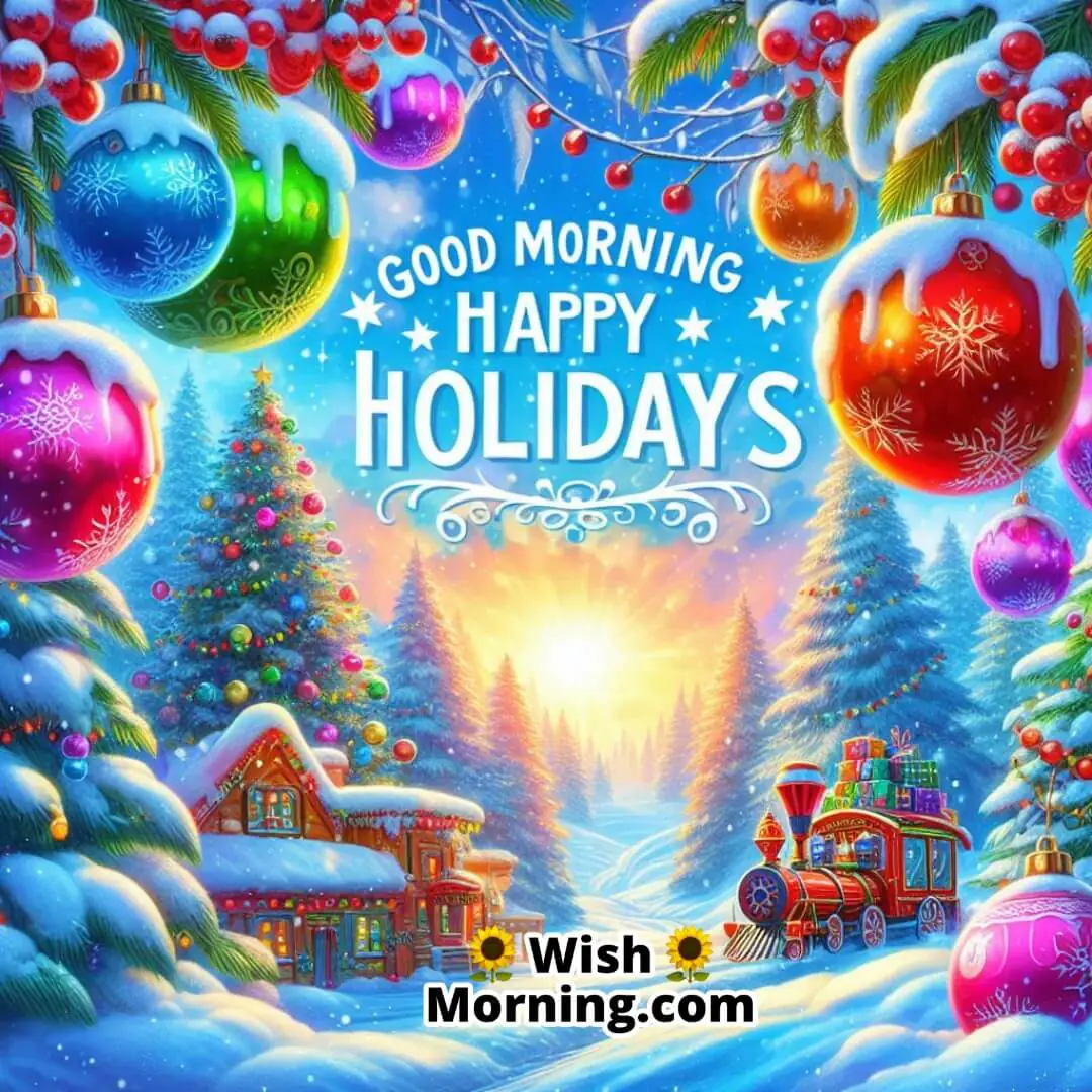 Morning Greetings Happy Holidays Winter Scene