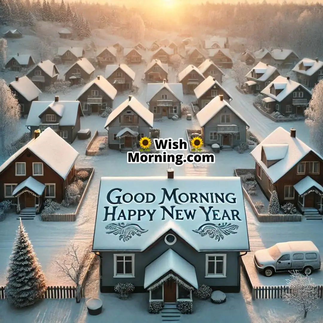 Good Morning Happy New Year Snowfall Town