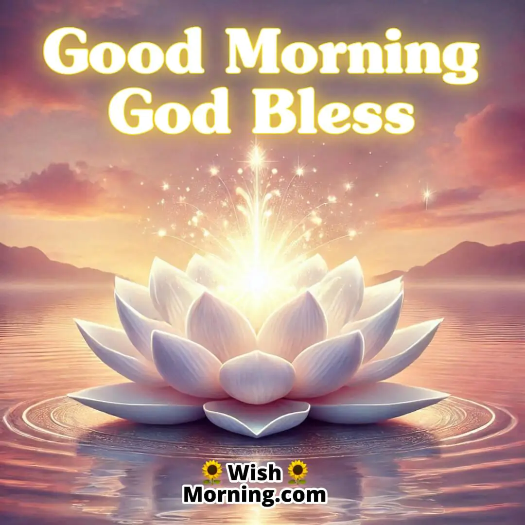A glowing white lotus with divine light, symbolizing blessings and peace for the day.