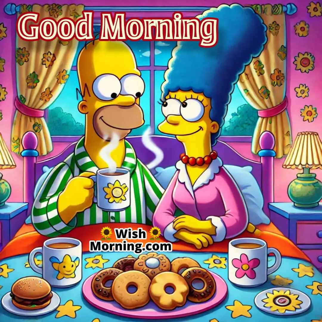 Homer Simpson & Marge Simpson At Morning Breakfast