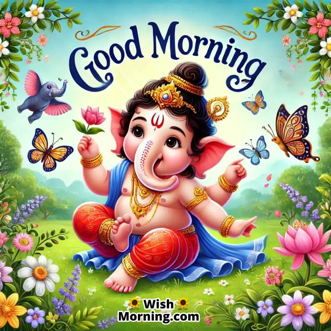 Good Morning Bal Ganesha In Garden