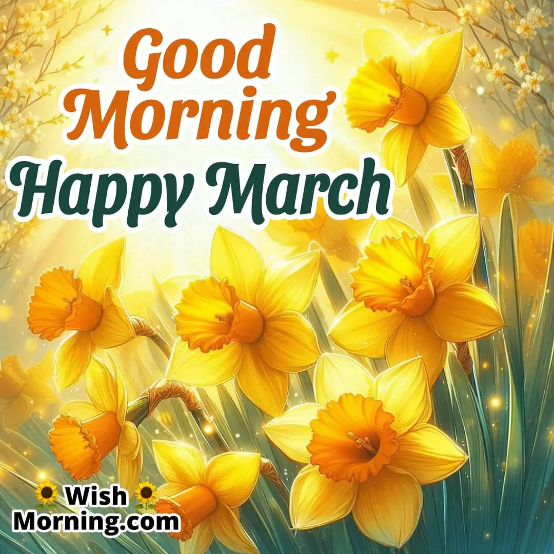Good Morning Happy March Daffodils Flowers