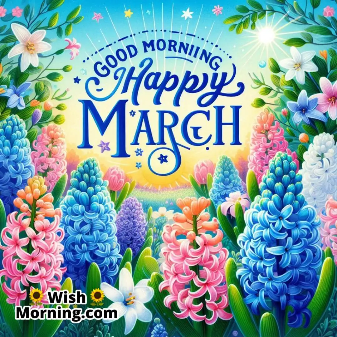 Good Morning Happy March Hyacinths Flowers