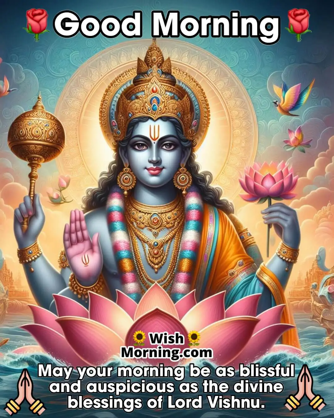 Good Morning With Lord Vishnu Divine Blessings