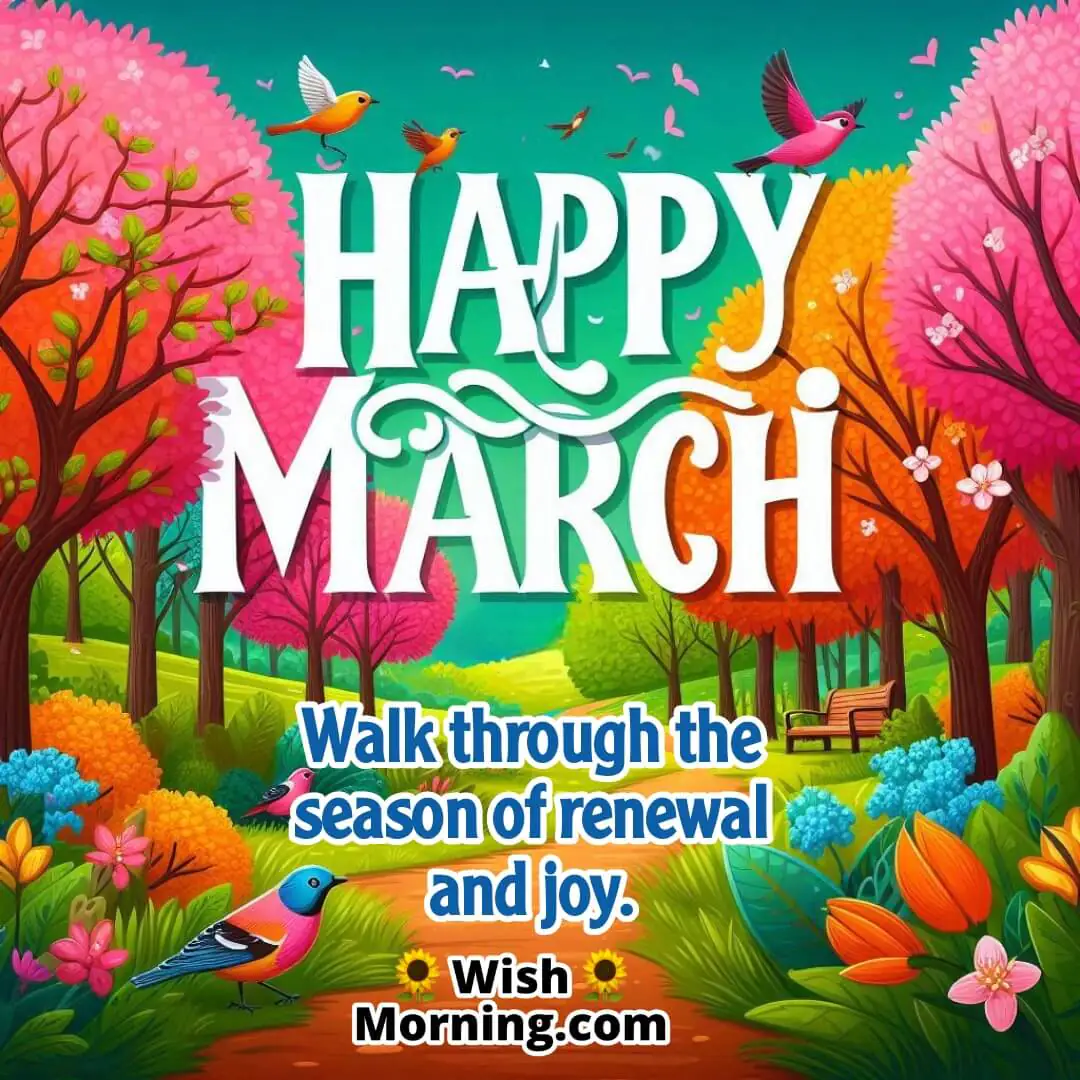 Happy March Cherry Blossom Image
