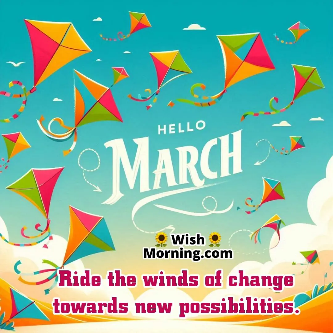 Hello March Bright Kites Flying In The Sky Pic