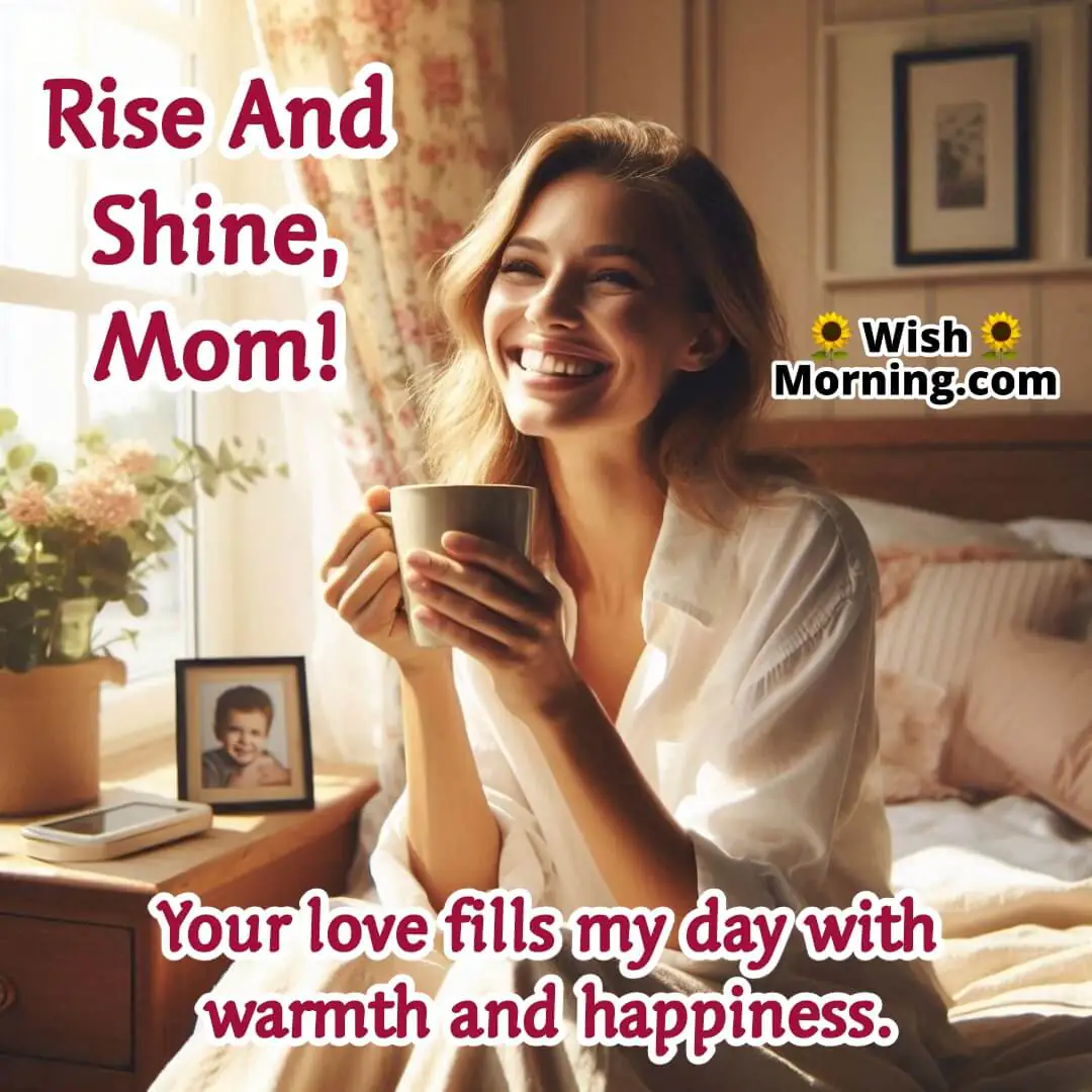 A mother enjoying her morning coffee, bathed in golden sunlight, symbolizing comfort and happiness.