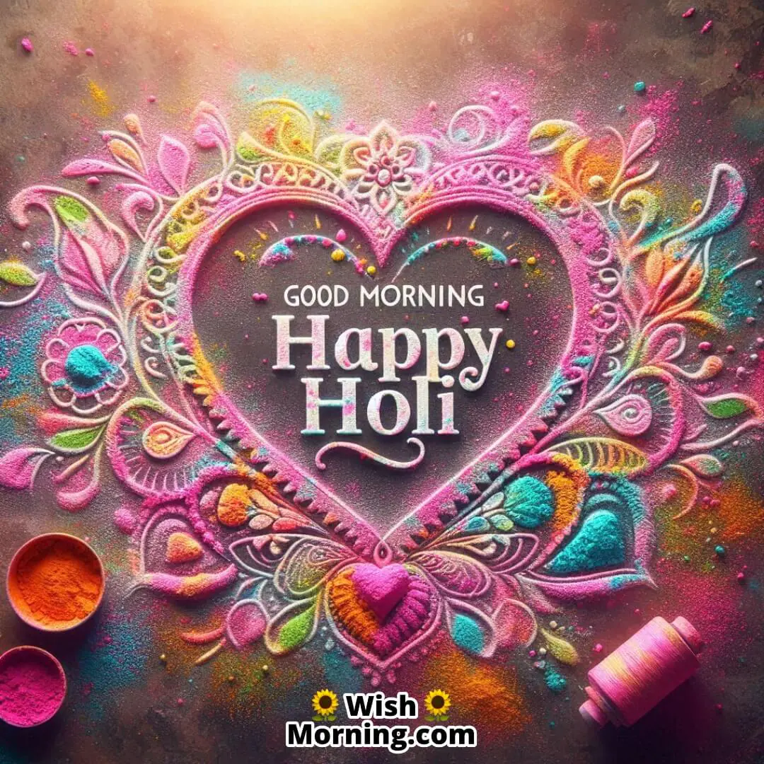 Good Morning Happy Holi Powder Art