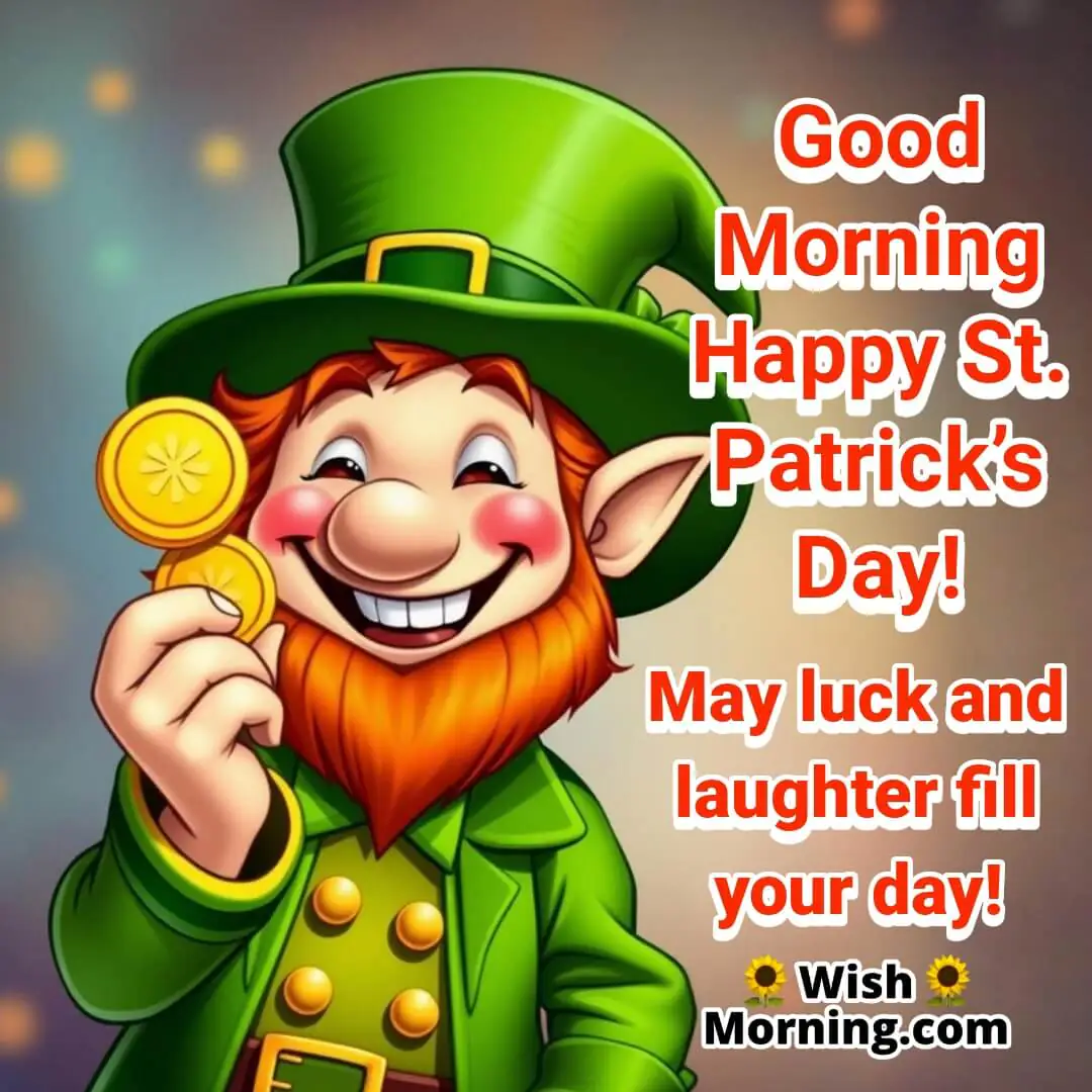 A happy leprechaun holding a gold coin, symbolizing good fortune, Irish folklore, and joyful St. Patrick’s Day celebrations.