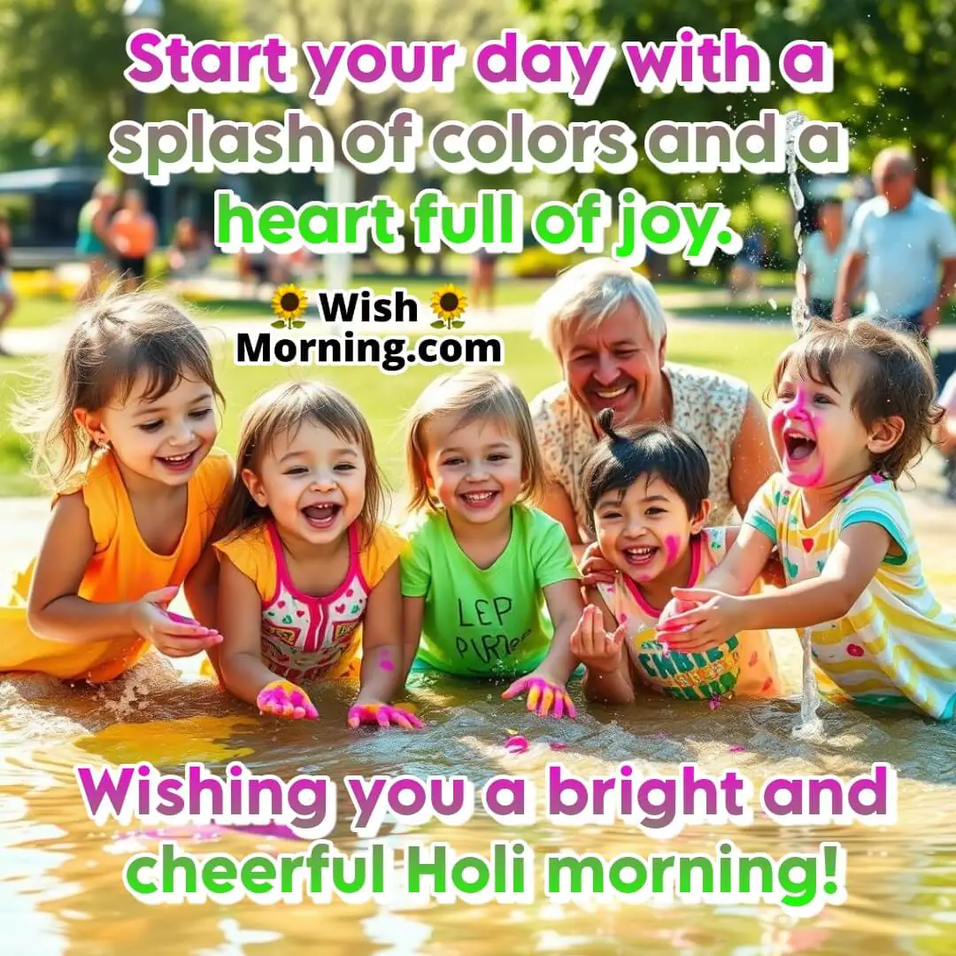 Good Morning Holi Wishes With Color Splash