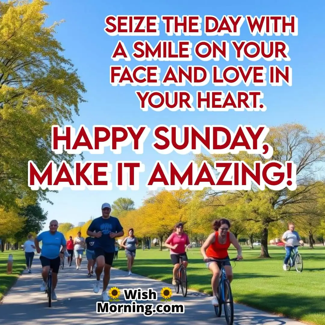 A lively Sunday park scene with people enjoying the day, symbolizing positivity and motivation.