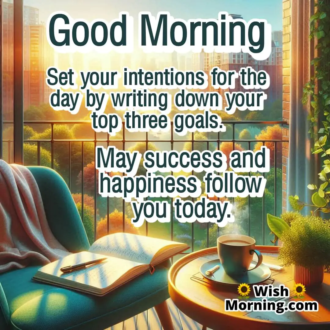 A peaceful balcony scene symbolizing clarity and fresh goals for the new day.