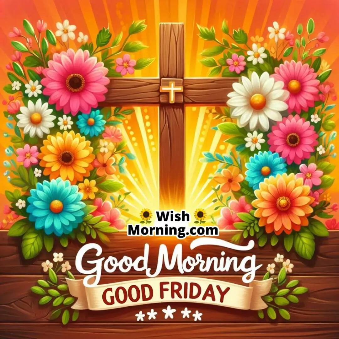 Good Morning Good Friday With Sunrise And Flowers