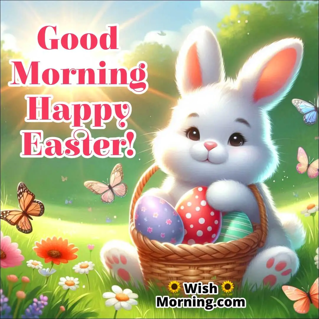 Good Morning Happy Easter Bunny With Basket