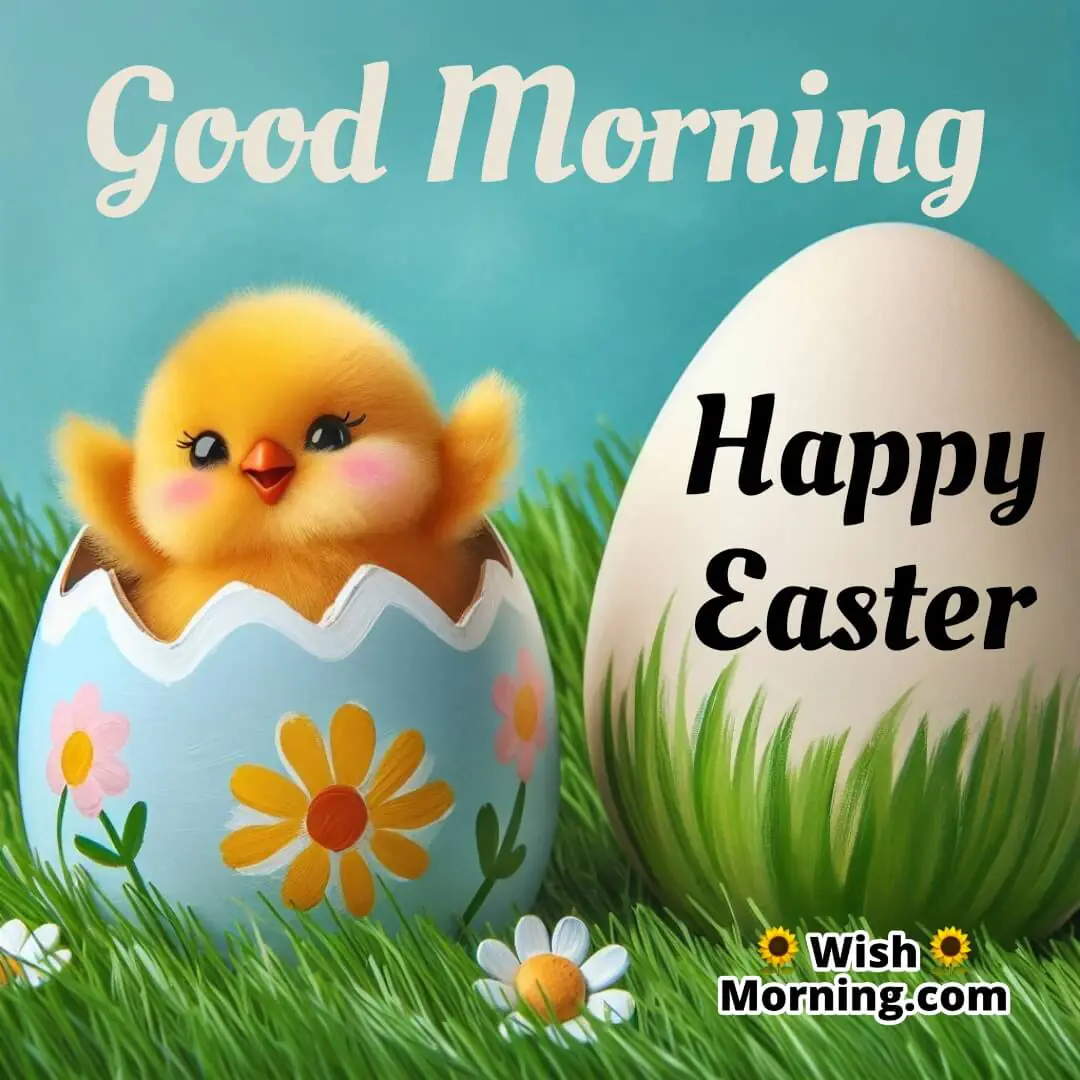 Good Morning Happy Easter Chick In Egg