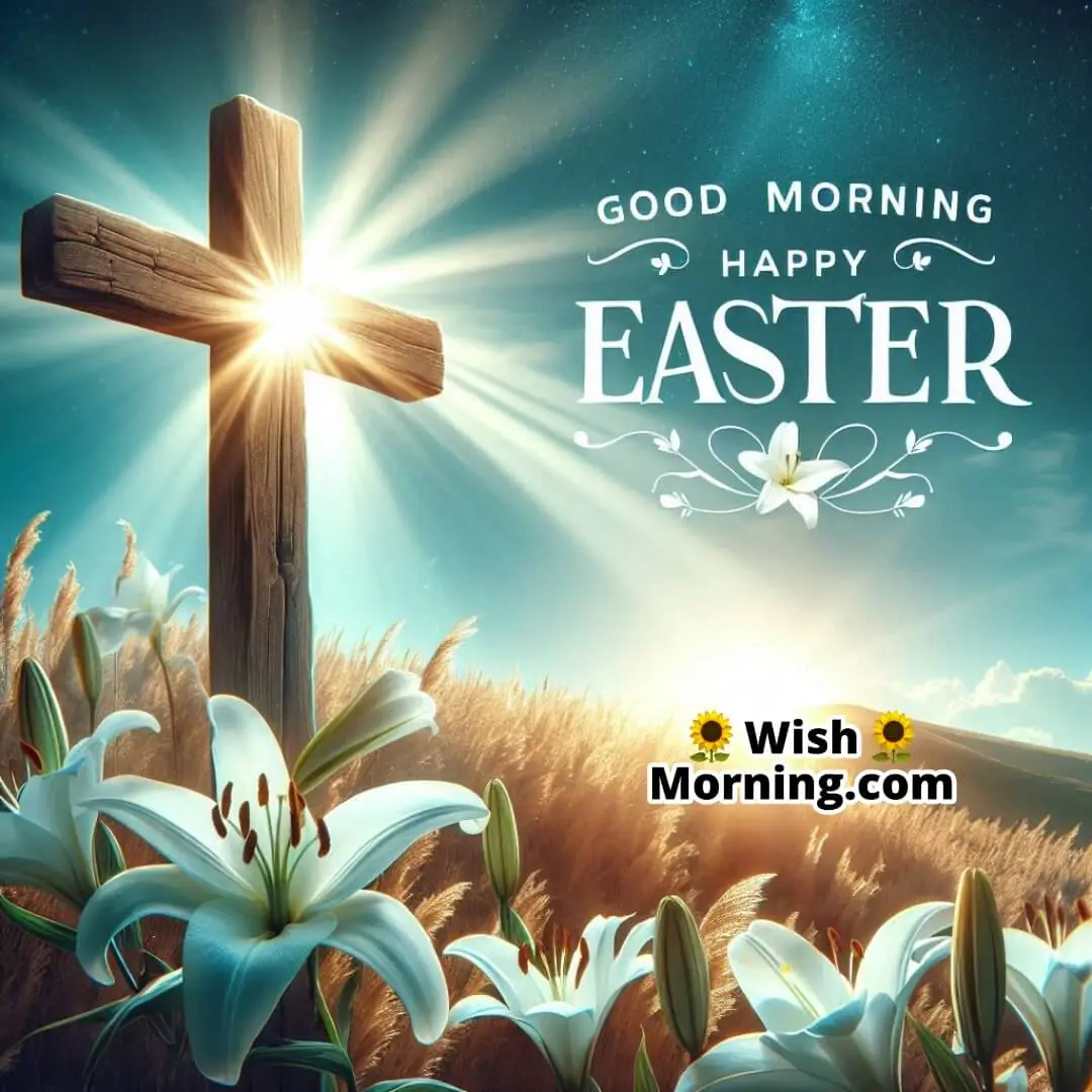 Good Morning Happy Easter Cross With Light