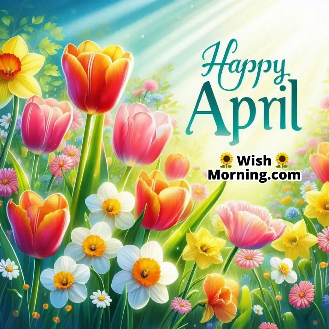 Happy April Blooming Spring Flowers