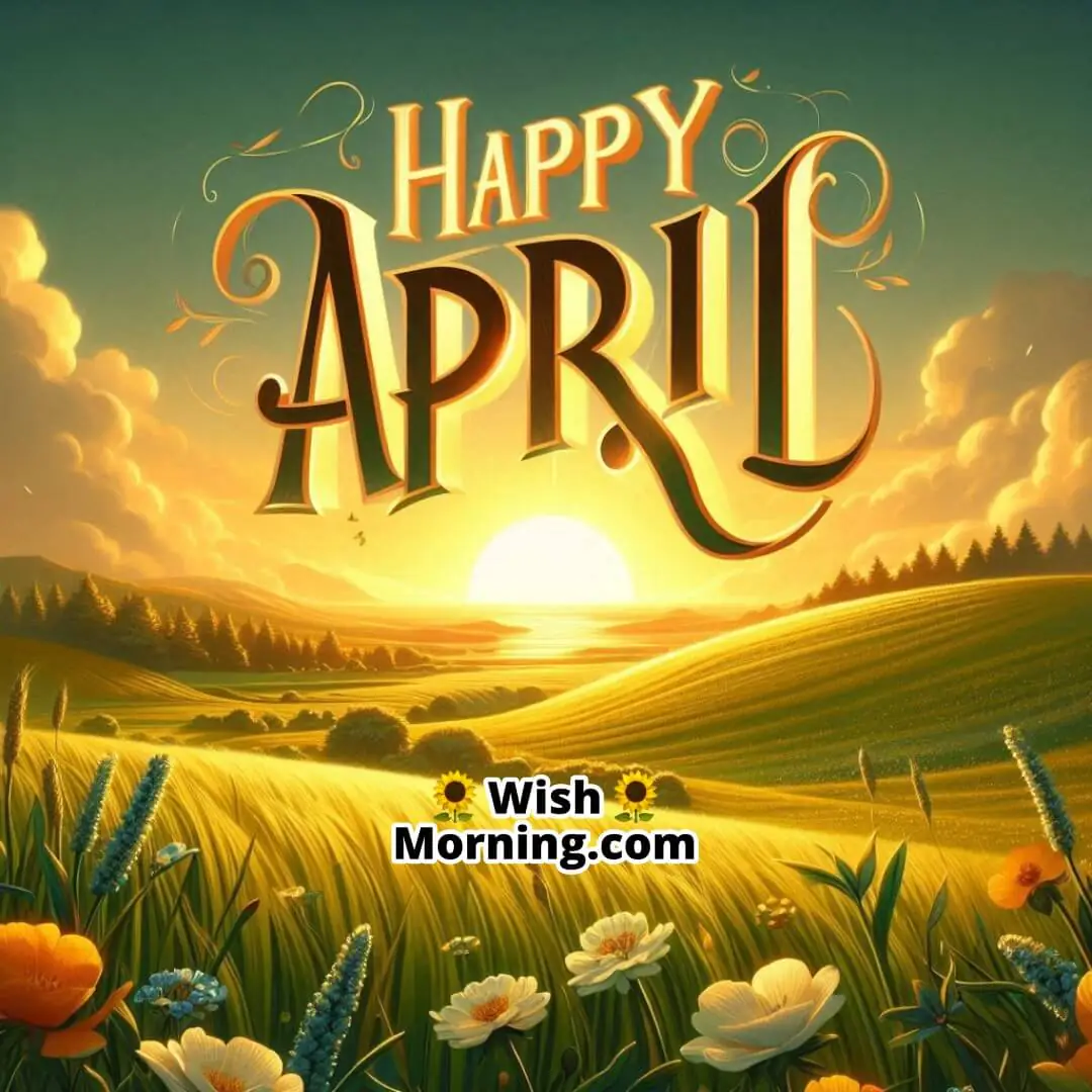 Happy April Golden Sunrise Over Spring Fields Pic