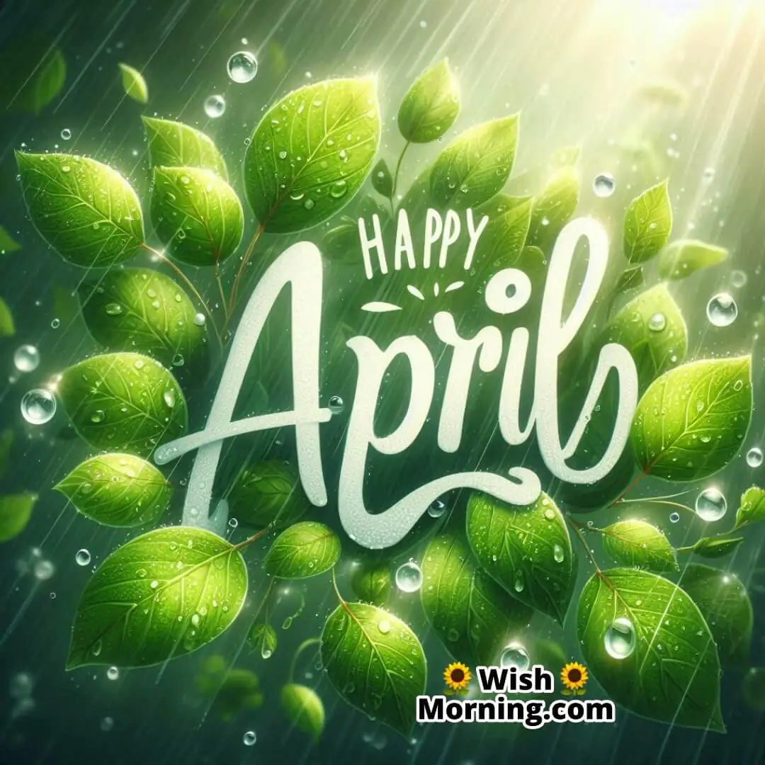 Happy April Rain On Fresh Green Leaves Image