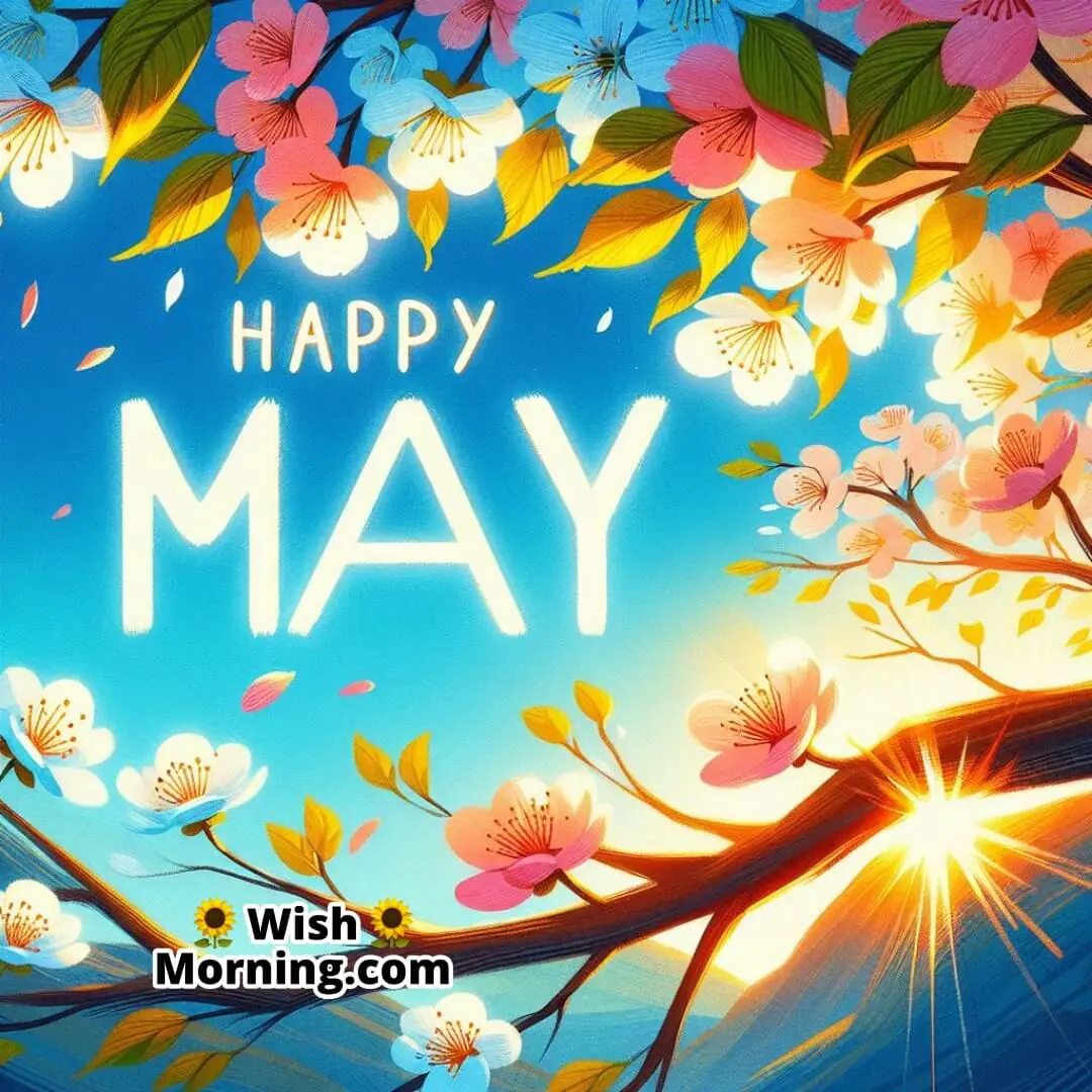 Happy May Blossoming Trees And Clear Skies Image