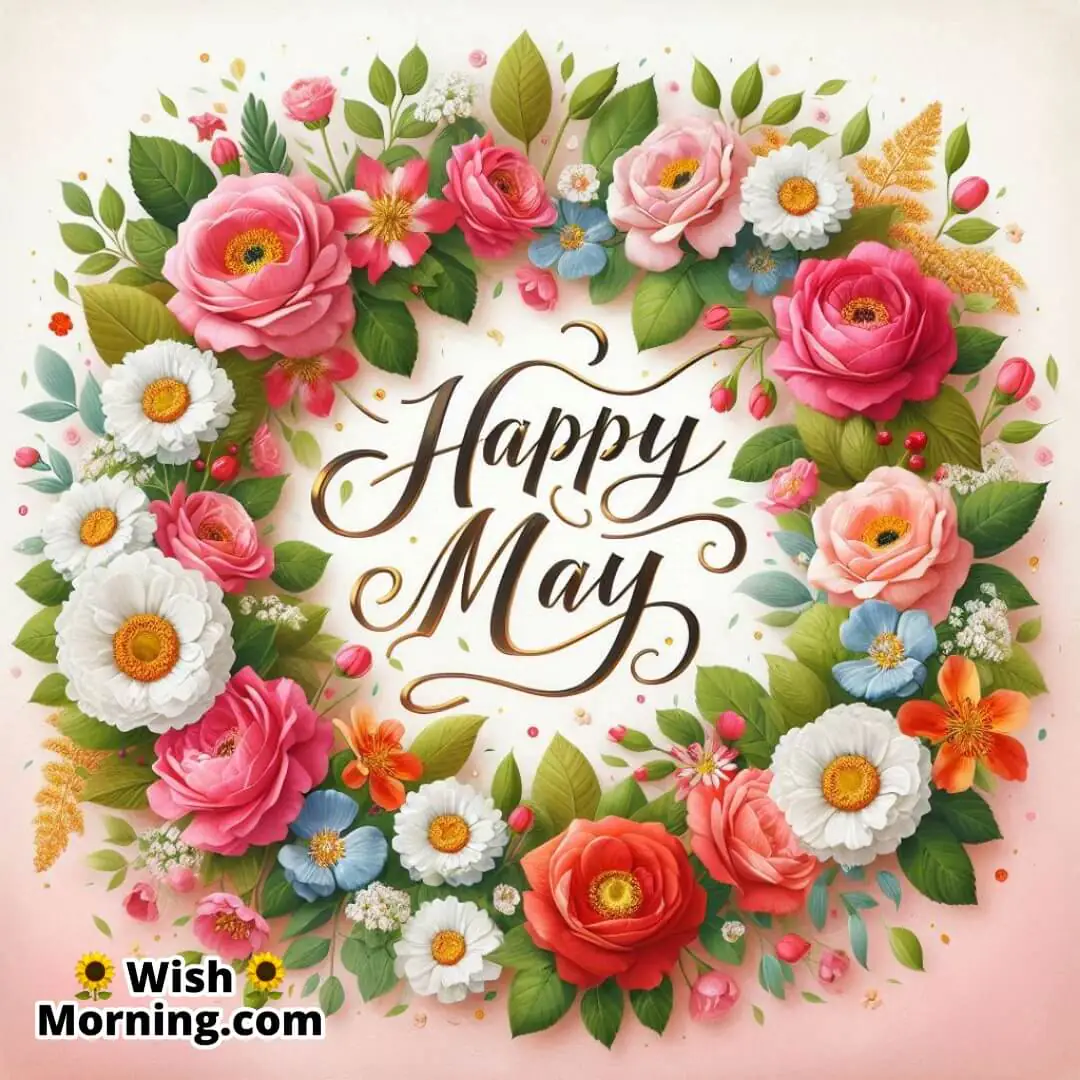 Happy May Floral Wreath Image