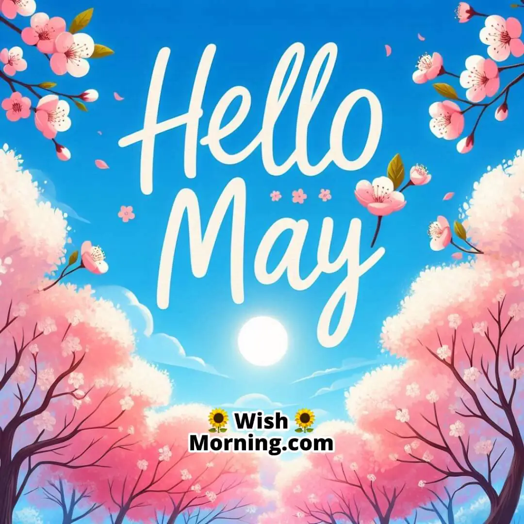 Tranquil skies and blossoming trees reflecting the serenity and freshness of May.