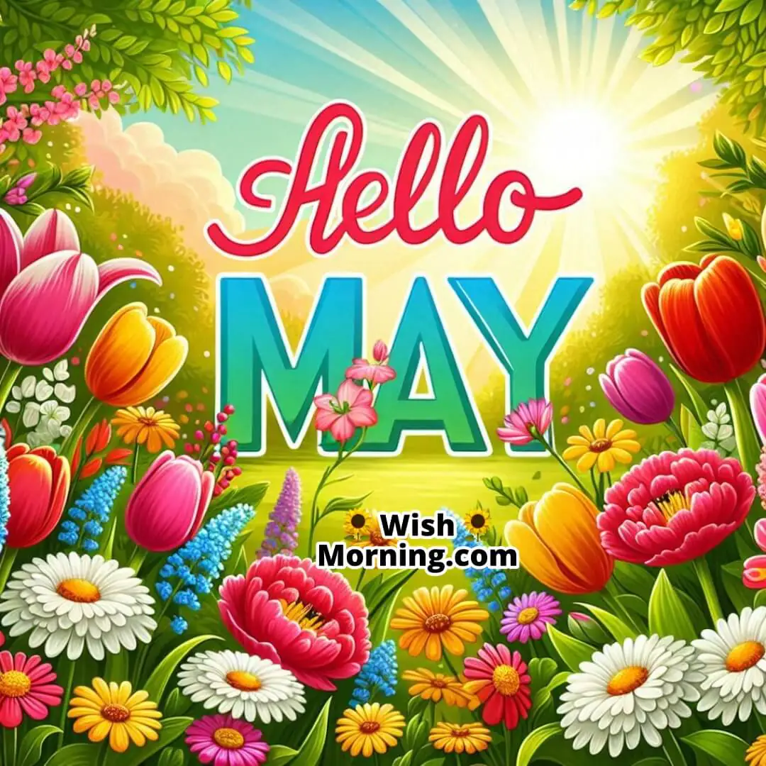 A joyful burst of colorful blossoms symbolizing May’s cheerful arrival and nature’s renewal.