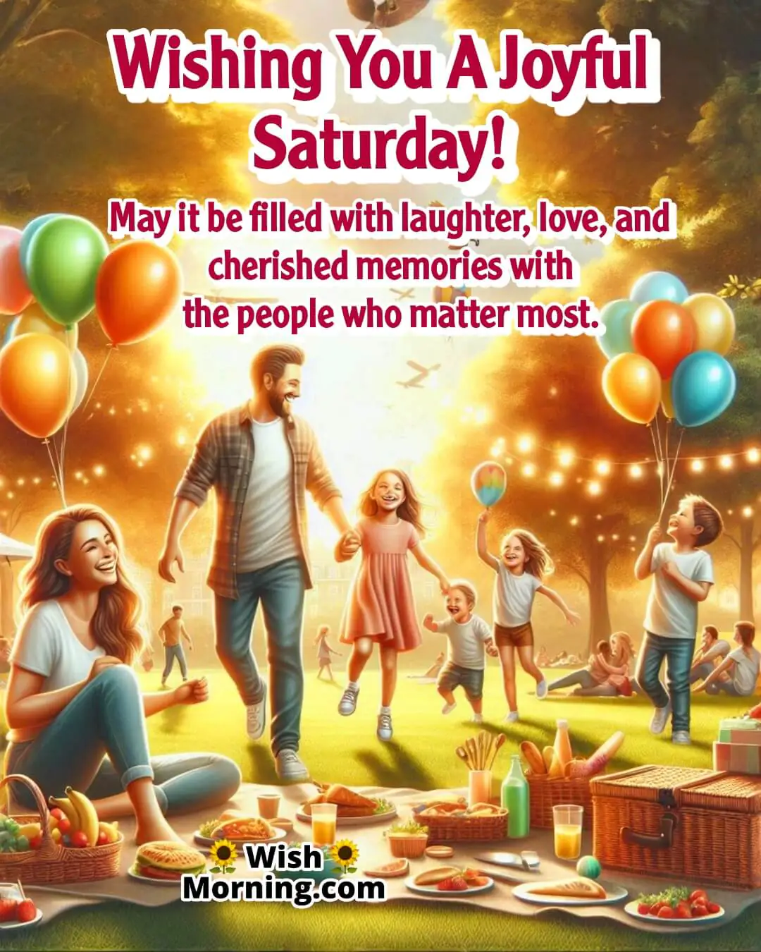 Saturday image with a happy family picnic, symbolizing joy, love, and cherished memories.