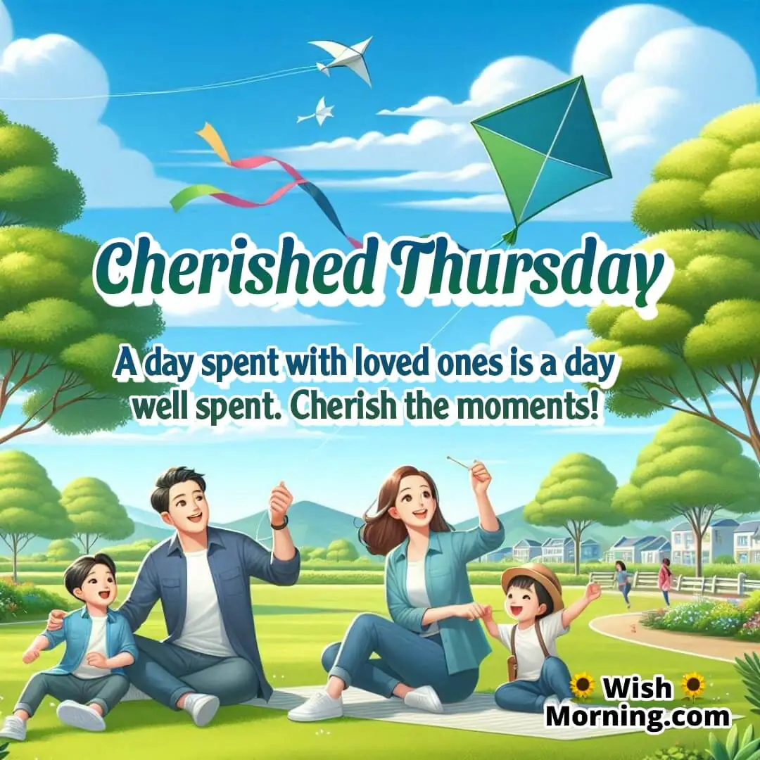 A family playing with a kite in a park on a Thursday, symbolizing happiness and bonding.