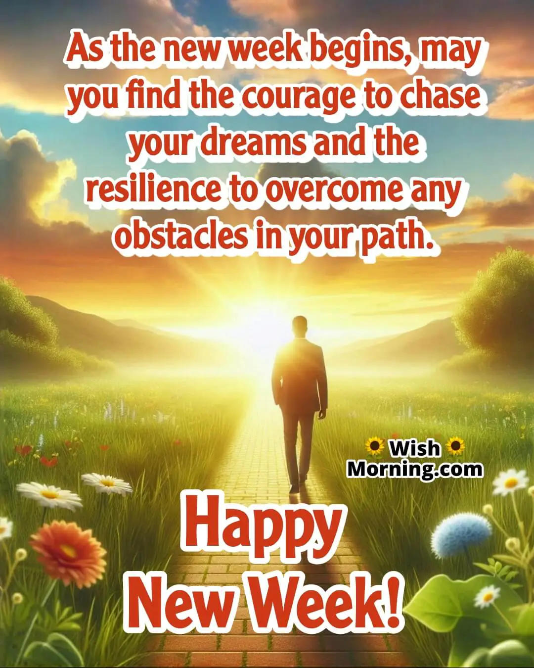 New Week image symbolizing confidence, growth, and direction through a glowing path and sunrise.