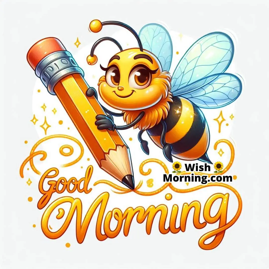 Good Morning Bee Writing Honey Trails Image