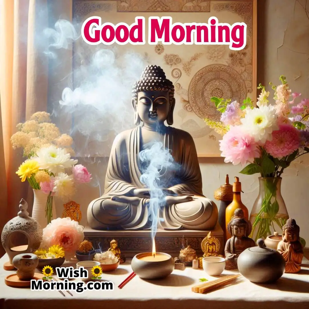 Good Morning Buddha Altar With Incense Picture