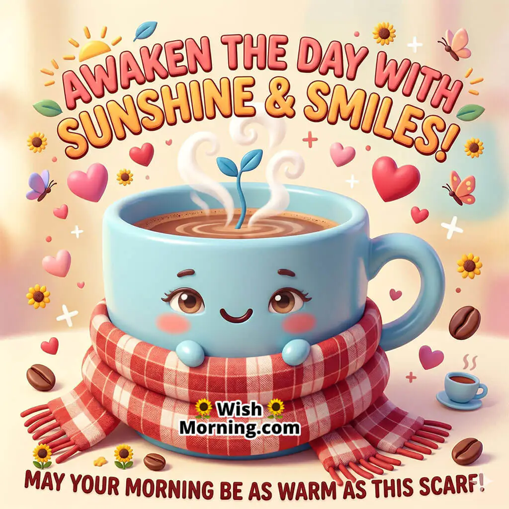 Good Morning Cozy Cartoon Tea Cup Image