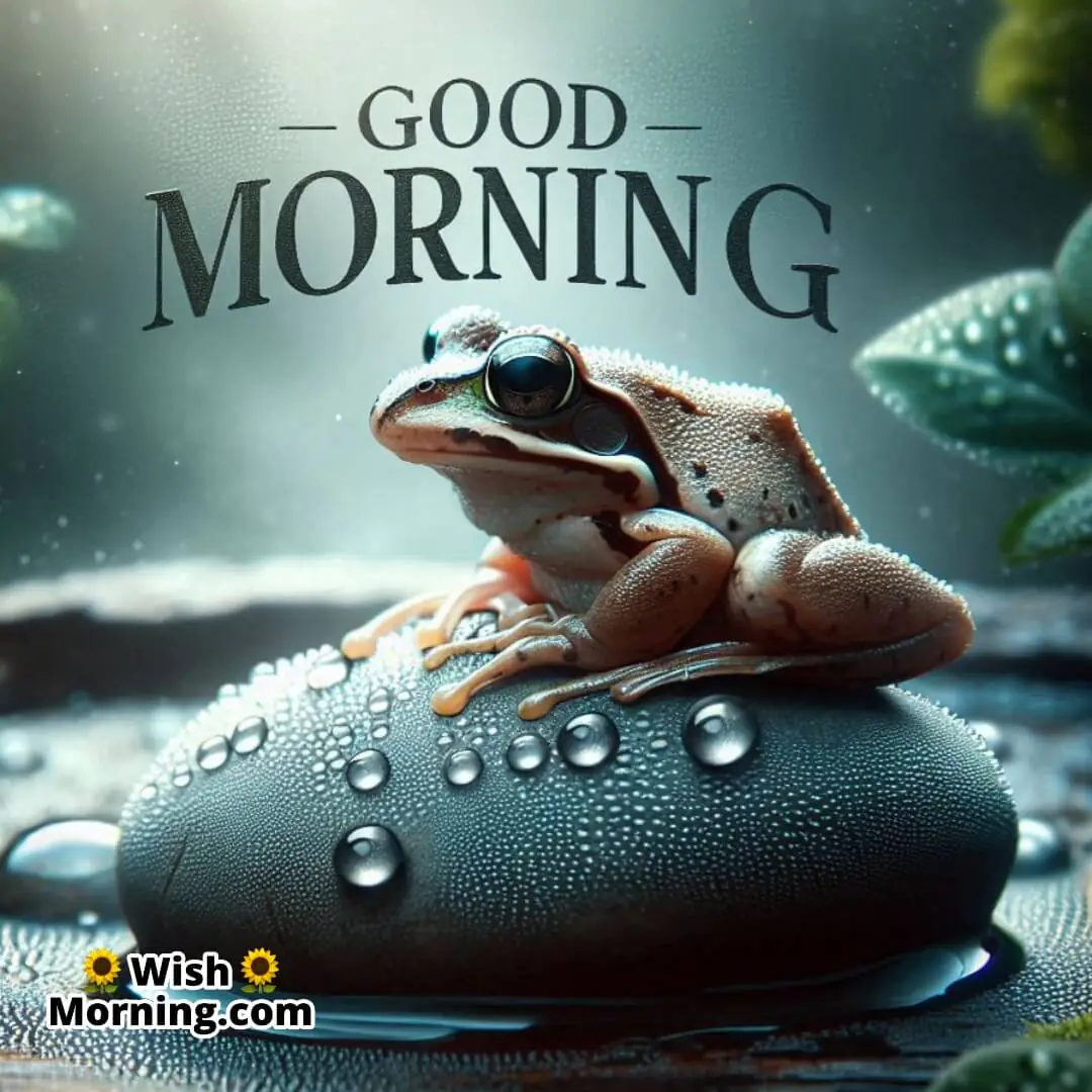 Good Morning Frog On Wet Rock Photo