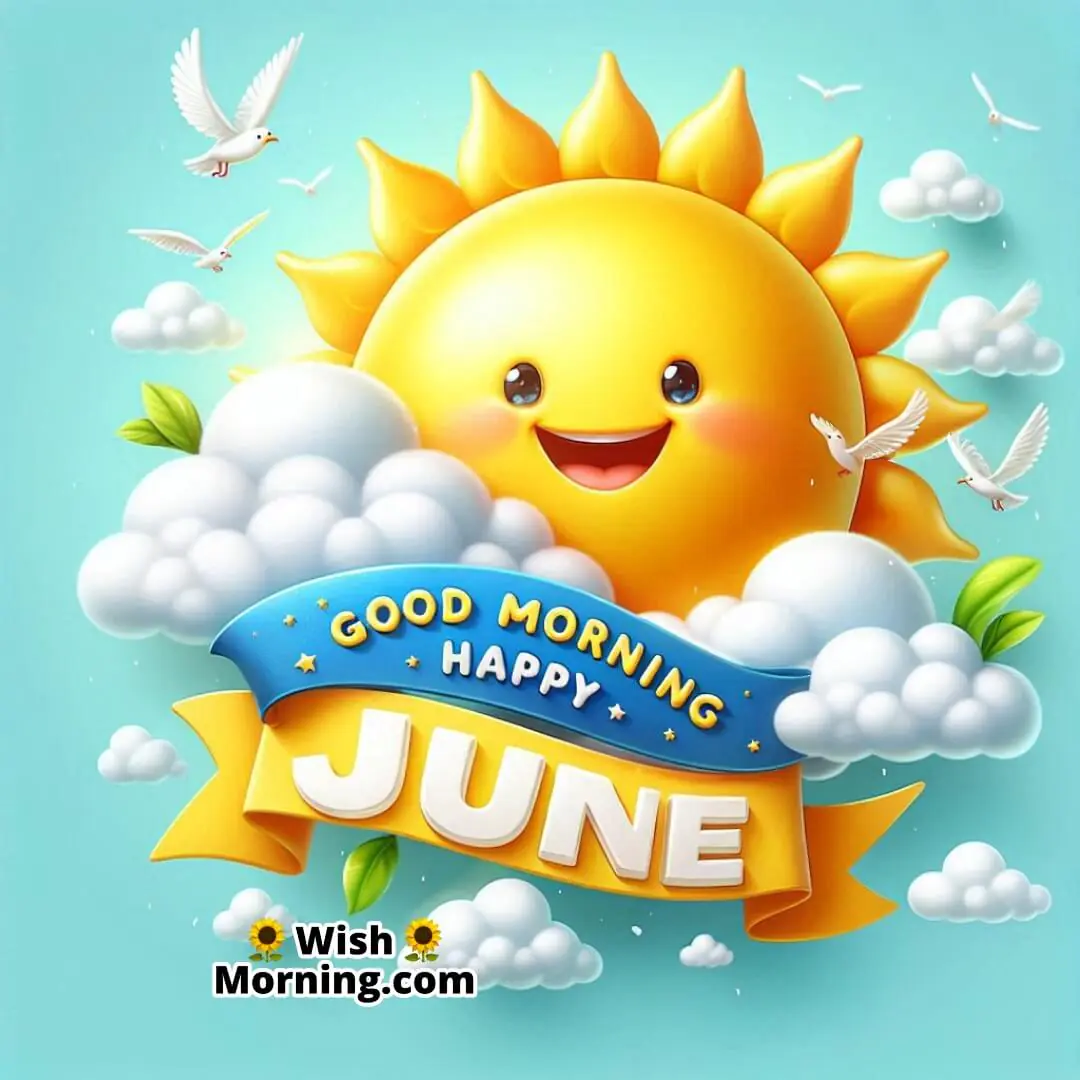 Good Morning Happy June brought to life with a cheerful sun and clear blue skies.