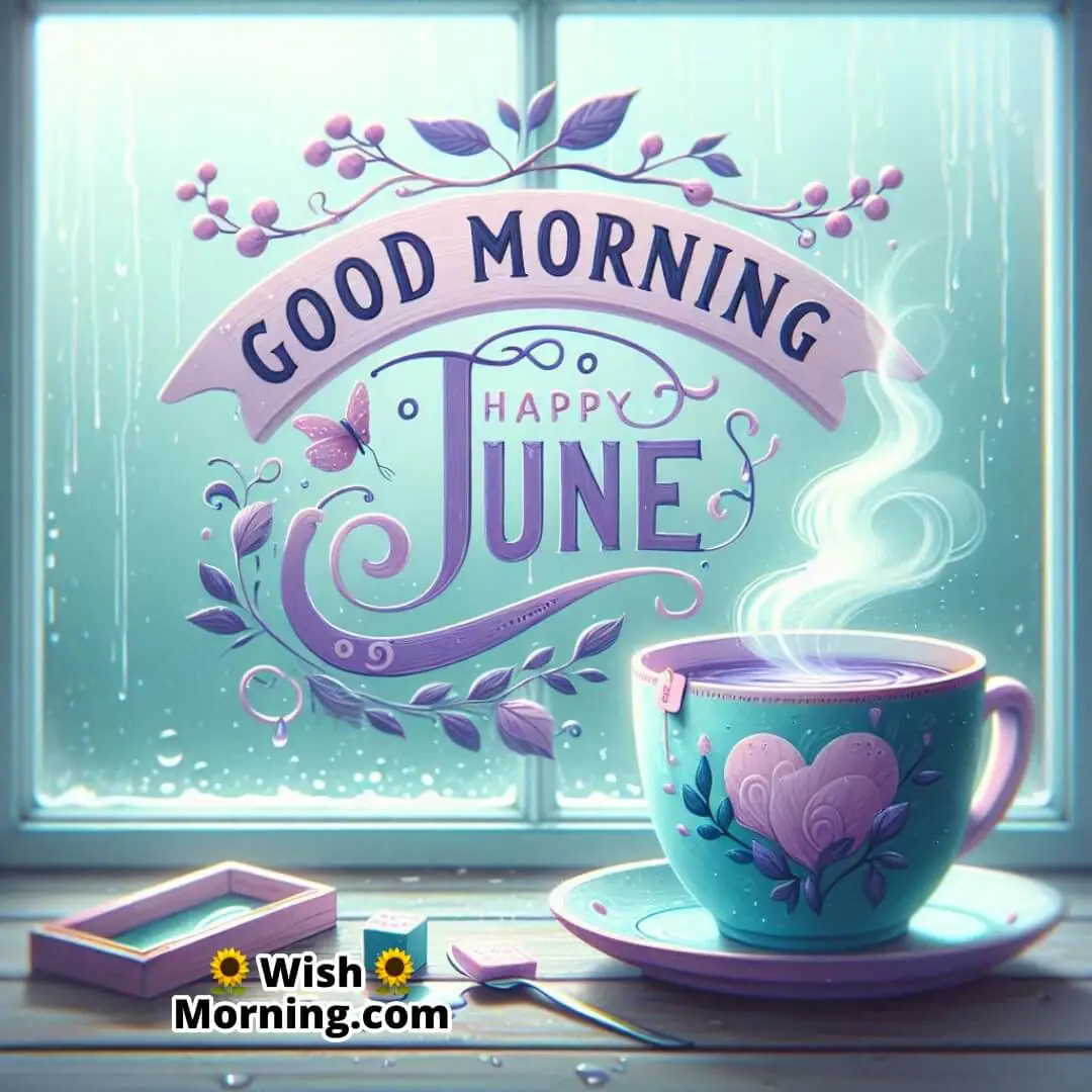 Good Morning Happy June felt through a warm tea moment during summer rains.