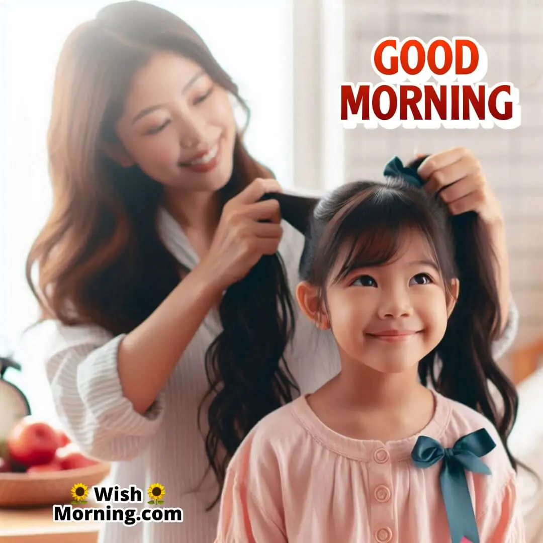 Good Morning Image Of Mother Doing Daughter’s Hair